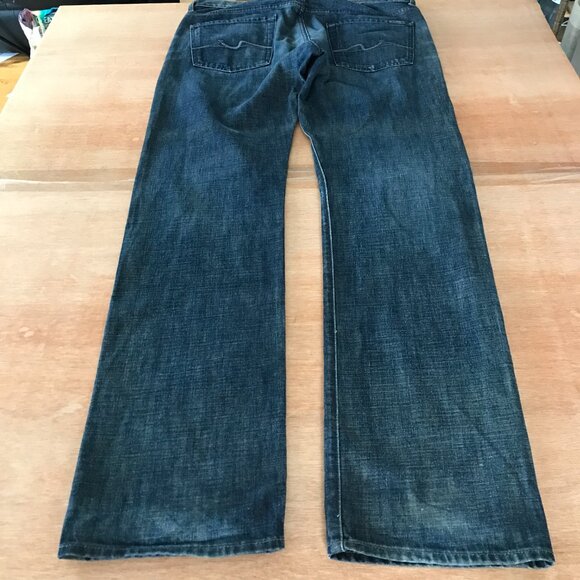 7 For all Mankind Standard Jeans Men 34x34 Blue Mid Rise Button Fly Stretch - Picture 2 of 15
